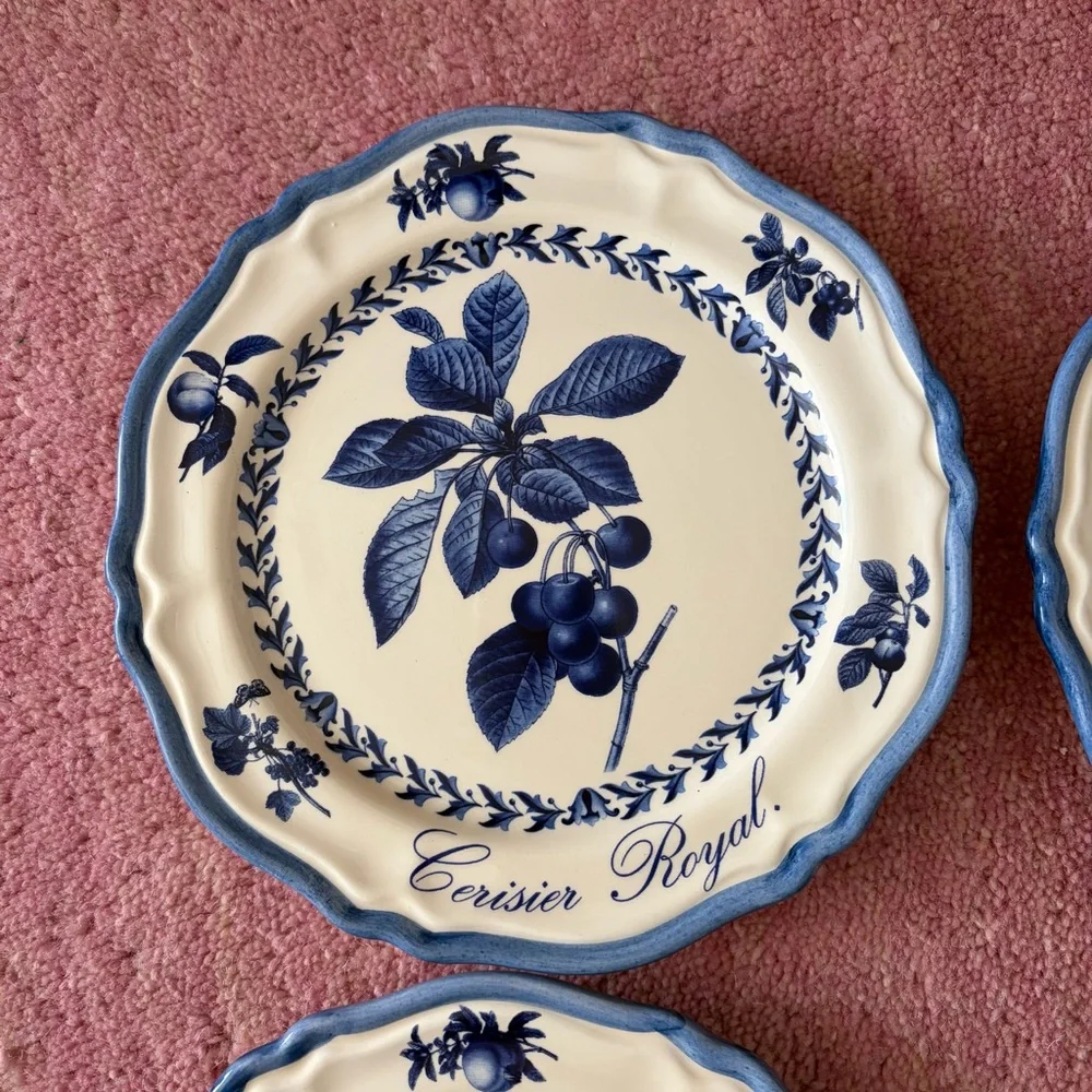Italian Ceramics Company Blue Original Fruits Wall Plates Made in Italy